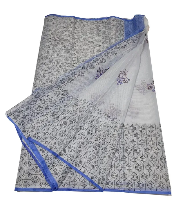 Women's_Kota_Doria_Block_Printed_Saree_with_Self_Blouse