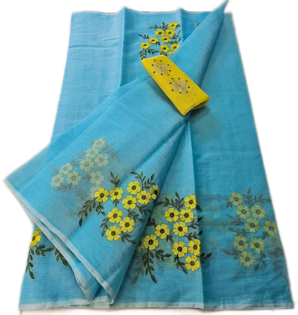 Women's_Kota_Doria_Cotton_Saree_With_Floral_Embroidery_Designe_with_Extra_Contrast_Blouse_(M.I.R.Z.A.)_1TSES9f