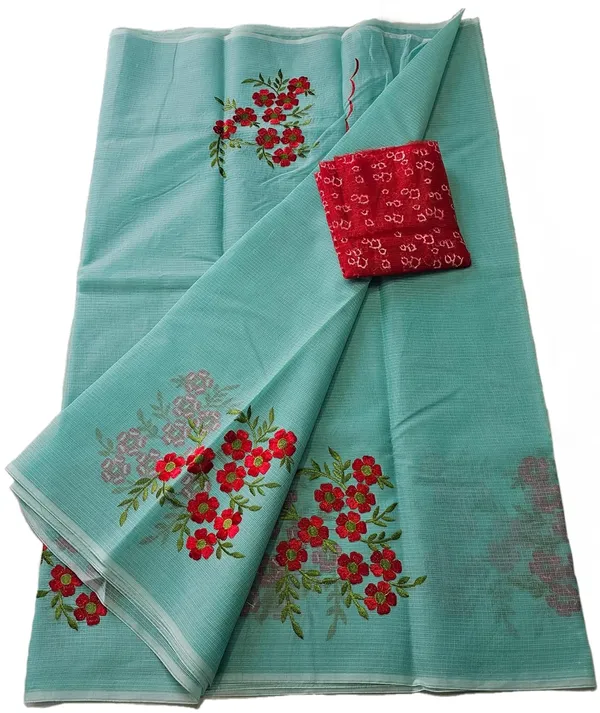 Women's_Kota_Doria_Cotton_Saree_With_Floral_Embroidery_Designe_with_Extra_Contrast_Blouse_(M.I.R.Z.A.)_1TSES9f