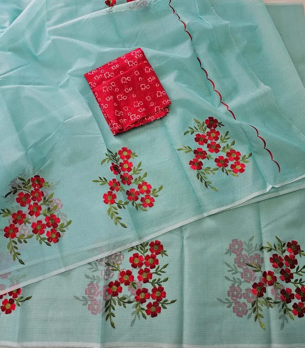 Women's_Kota_Doria_Cotton_Saree_With_Floral_Embroidery_Designe_with_Extra_Contrast_Blouse_(M.I.R.Z.A.)_1TSES9f