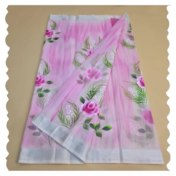 Kota_Doria_Cotton_BLend_Hand_Brush_Painted_Handicraft_Saree_With_Stunnig_Floral_Motifs_(M.I.R.Z.A._Corp.)