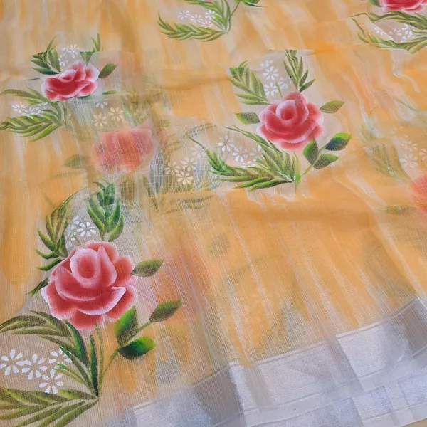 Kota_Doria_Cotton_BLend_Hand_Brush_Painted_Handicraft_Saree_With_Stunnig_Floral_Motifs_(M.I.R.Z.A._Corp.)