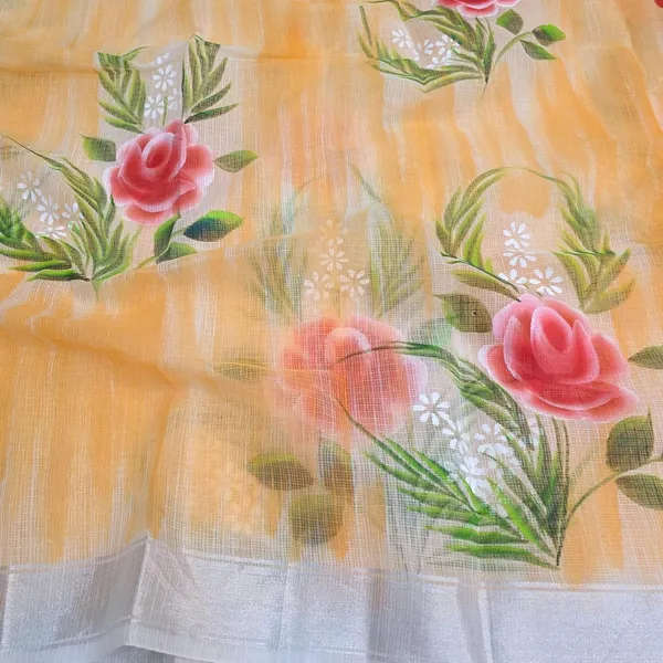 Kota_Doria_Cotton_BLend_Hand_Brush_Painted_Handicraft_Saree_With_Stunnig_Floral_Motifs_(M.I.R.Z.A._Corp.)