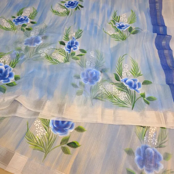 Kota_Doria_Cotton_BLend_Hand_Brush_Painted_Handicraft_Saree_With_Stunnig_Floral_Motifs_(M.I.R.Z.A._Corp.)