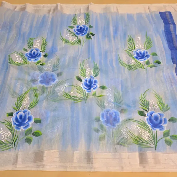 Kota_Doria_Cotton_BLend_Hand_Brush_Painted_Handicraft_Saree_With_Stunnig_Floral_Motifs_(M.I.R.Z.A._Corp.)