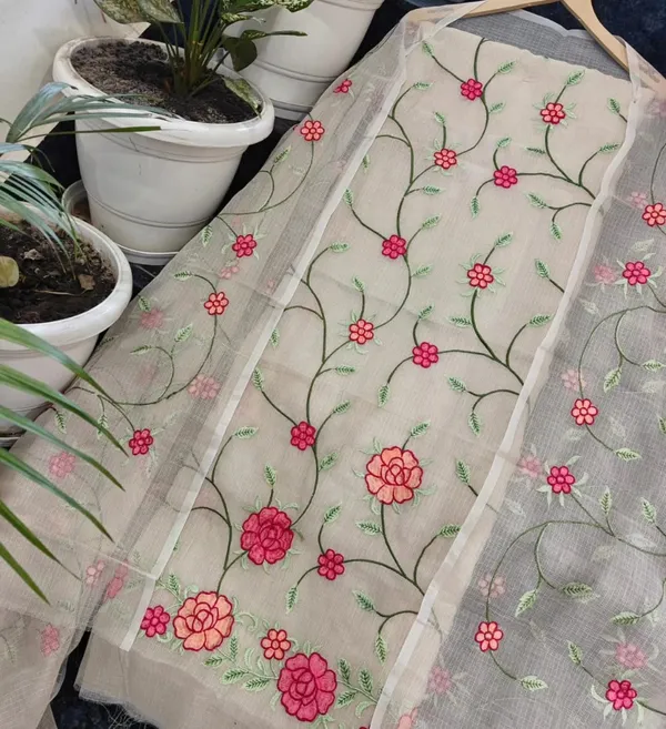 Kota_doria_embroidery_floral__dress_material_top_and_Dupatta_set_suite