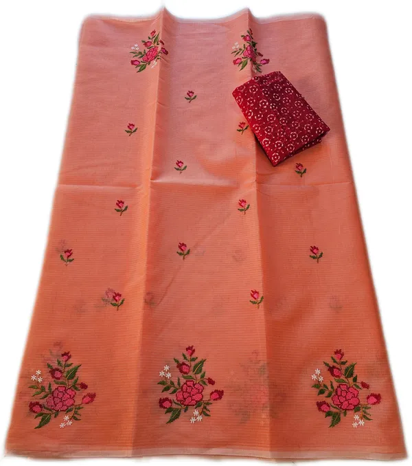 Women's_Kota_Doria_Saree_With_Stylish_FLoral_Embroidery_With_Extra_Contrast_blouse
