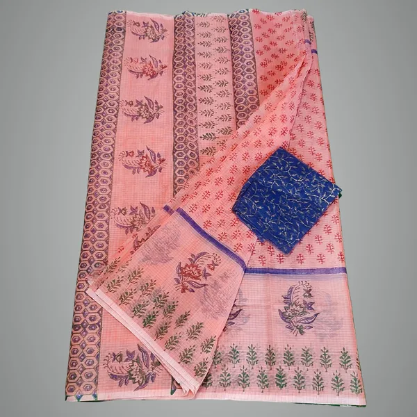 Women's_Kota_Doria_Cotton_block_Printed_line_Designer_Saree_With_Unstitched_Blouse_Piece