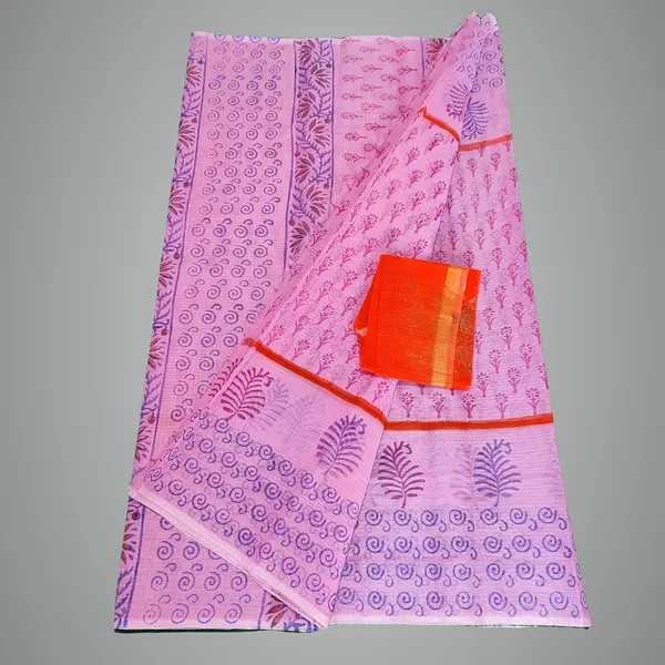 Women's_Kota_Doria_Cotton_block_Printed_line_Designer_Saree_With_Unstitched_Blouse_Piece