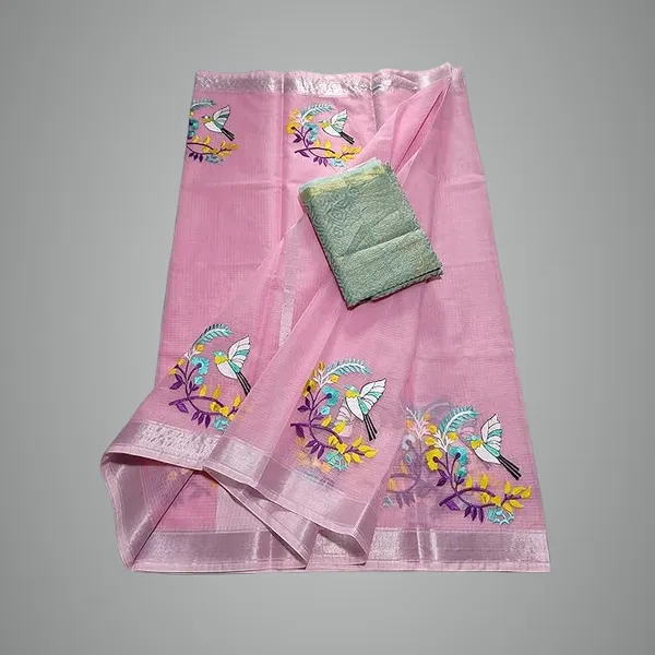 Women's_Kota_Doria_Embroidered_Saree_with_Contrast_Bloiuse