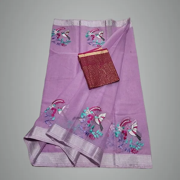 Women's_Kota_Doria_Cotton_Saree_with_Floral_Embroidery,_5.5_metres,_Purple