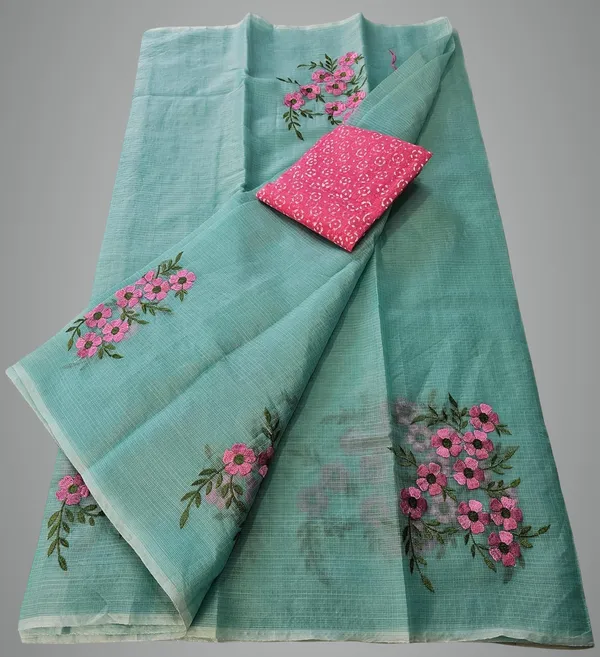 Women's_Kota_Doria_Cotton_Saree_With_Floral_Embroidery_Designe_with_Extra_Contrast_Blouse_(M.I.R.Z.A.)_1TSES9f