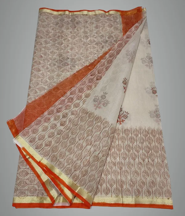 Women's_Kota_Doria_Block_Printed_Saree_with_Self_Blouse