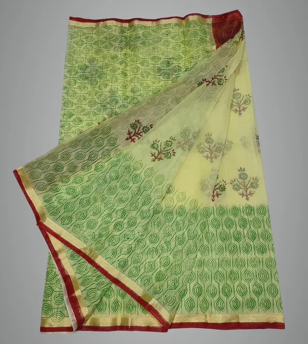 Women's_Kota_Doria_Block_Printed_Saree_with_Self_Blouse