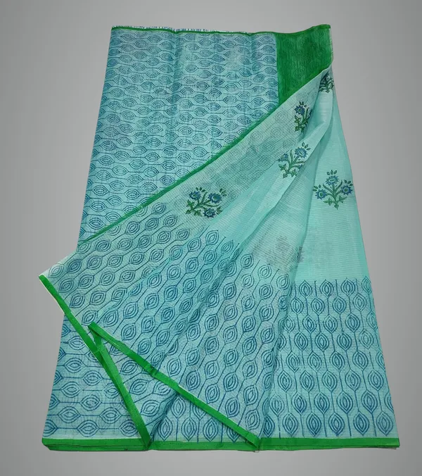 Women's_Kota_Doria_Block_Printed_Saree_with_Self_Blouse