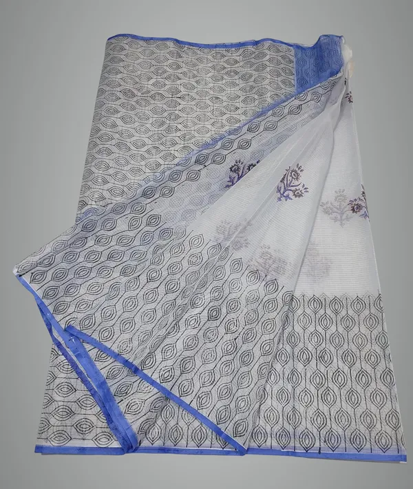 Women's_Kota_Doria_Block_Printed_Saree_with_Self_Blouse