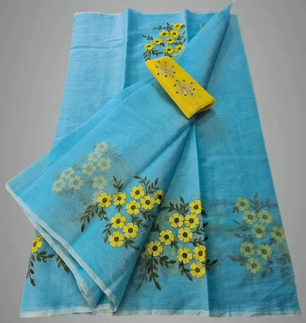 Women's_Kota_Doria_Cotton_Saree_With_Floral_Embroidery_Designe_with_Extra_Contrast_Blouse_(M.I.R.Z.A.)_1TSES9f
