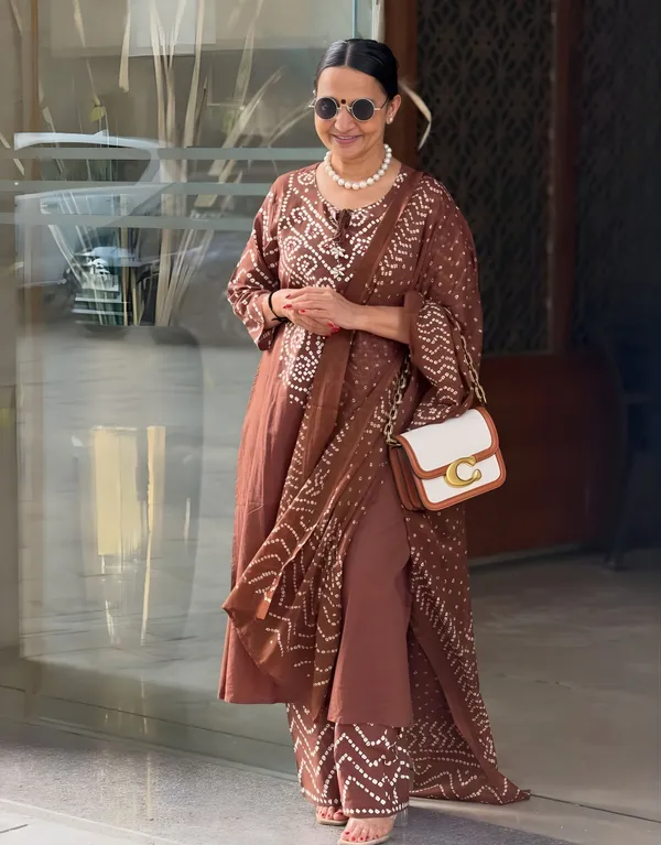 Gangori_Bandhej_Chocolate_Kurta_Set