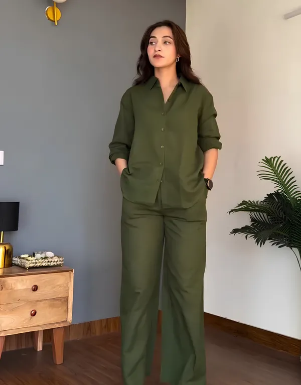 Veloura_Ease_Olive_Green_Linen_Co-Ord_Set