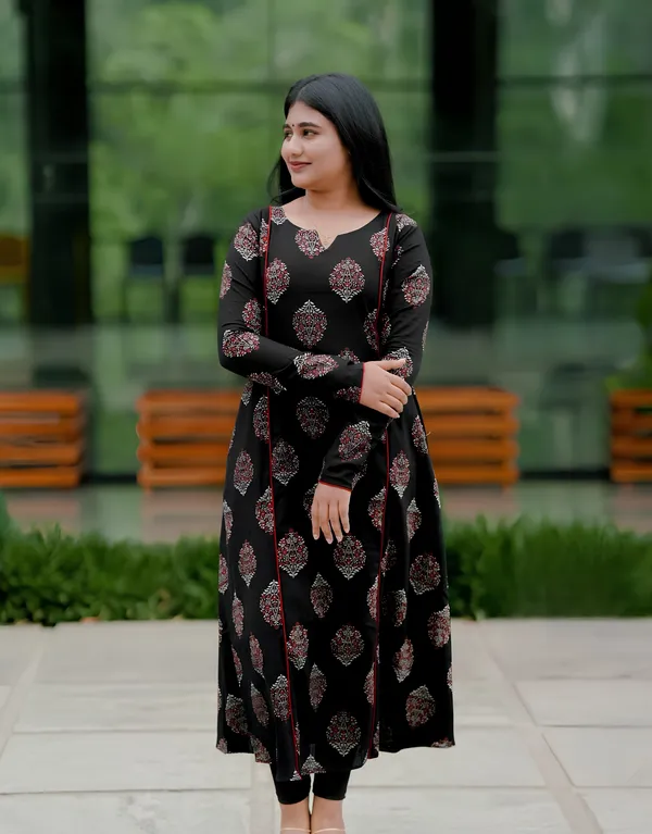 Roz_Black_Aline_kurti_pant_set