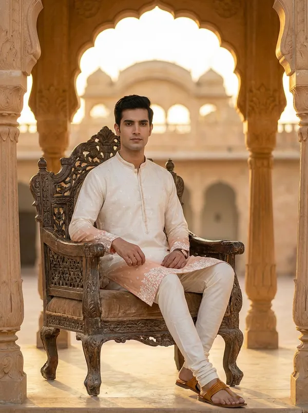 Peach_Synthetic_Premium_&_Elegant_Kurta_Pant_Set_For_Men