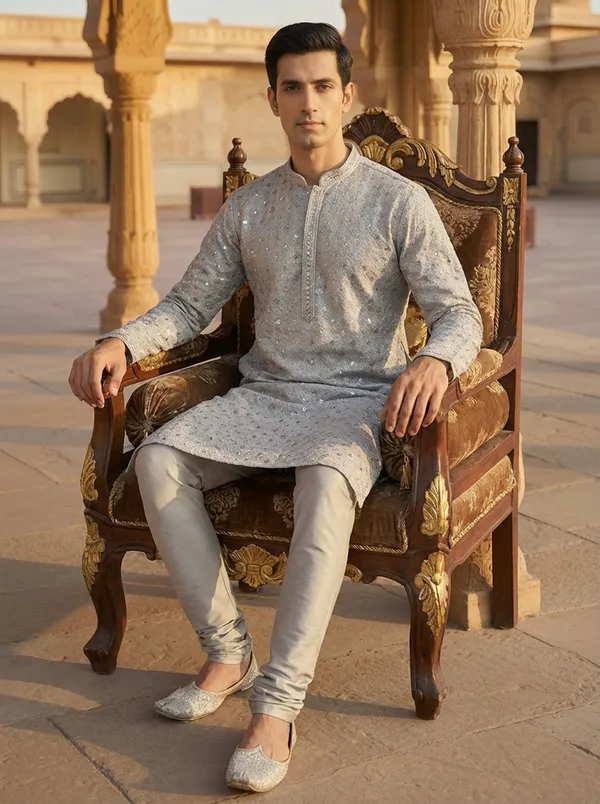 Grey_Synthetic_Premium_&_Elegant_Kurta_Pant_Set_For_Men