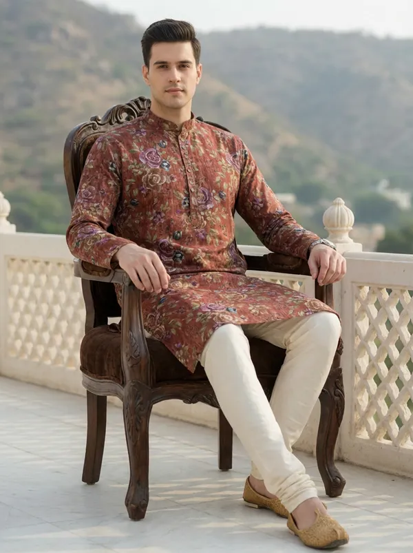 Maroon_Synthetic_Premium_&_Elegant_Kurta_Pant_Set_For_Men