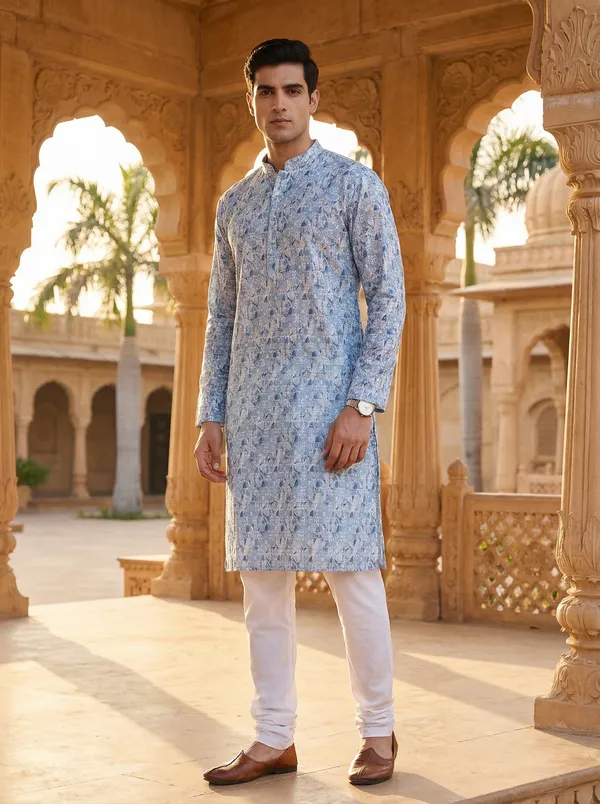 Blue_Synthetic_Premium_&_Elegant_Kurta_Pant_Set_For_Men