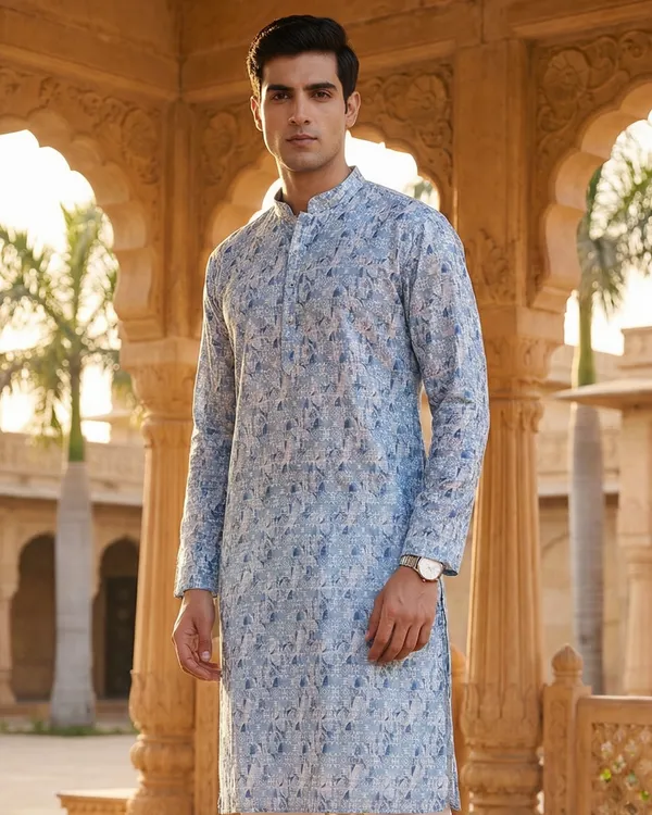 Blue_Synthetic_Premium_&_Elegant_Kurta_Pant_Set_For_Men