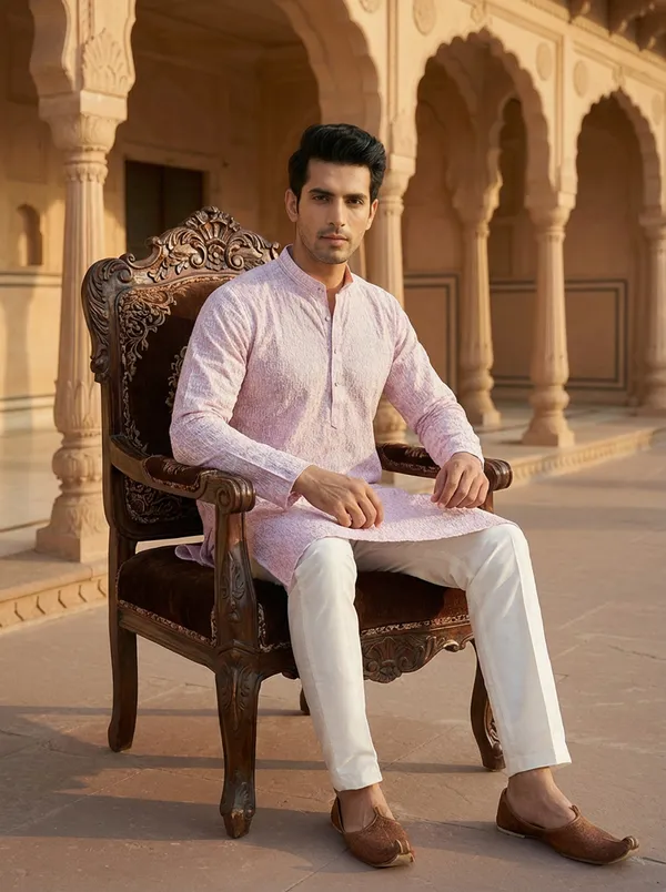 Pink_Synthetic_Premium_&_Elegant_Kurta_Pant_Set_For_Men