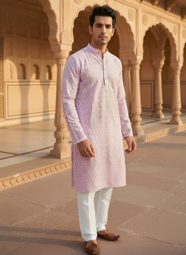 Pink_Synthetic_Premium_&_Elegant_Kurta_Pant_Set_For_Men