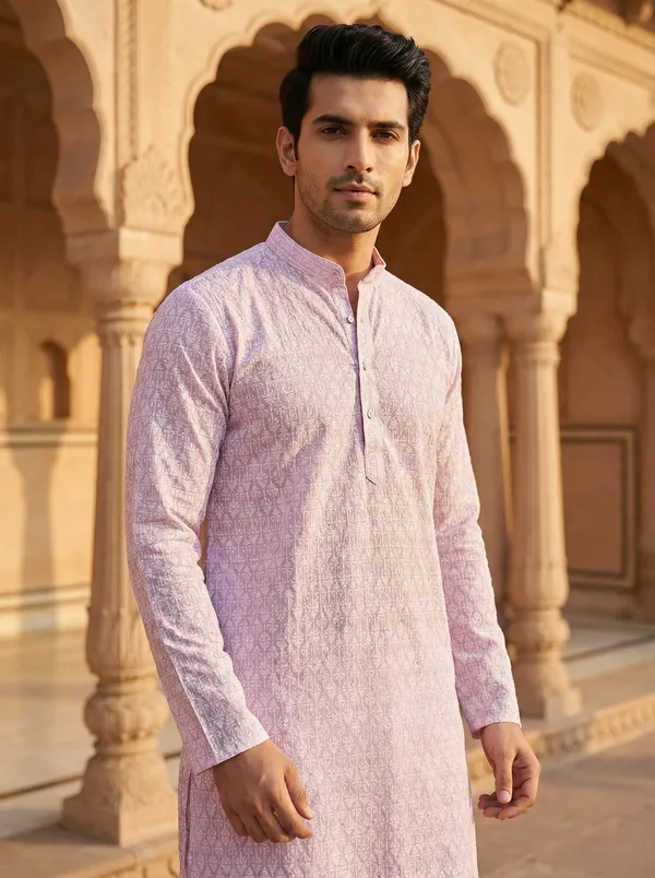 Pink_Synthetic_Premium_&_Elegant_Kurta_Pant_Set_For_Men