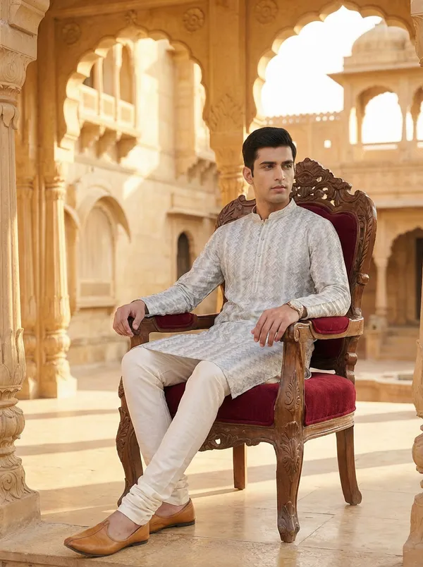 Pista_Synthetic_Premium_&_Elegant_Kurta_Pant_Set_For_Men