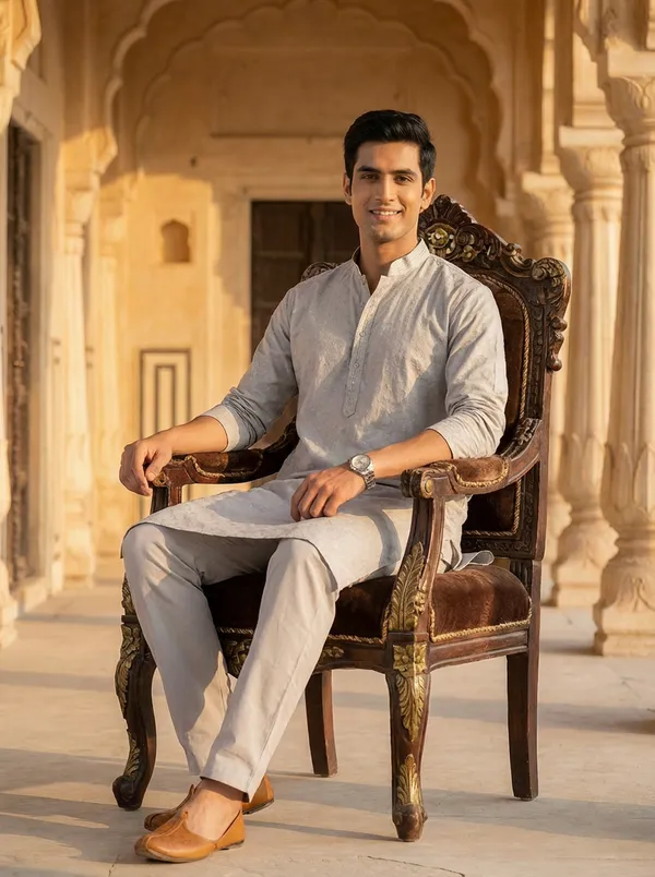 Grey_Synthetic_Premium_&_Elegant_Kurta_Pant_Set_For_Men