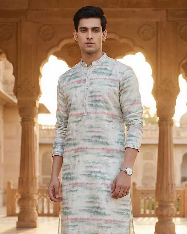 Cream_Synthetic_Premium_&_Elegant_Kurta_Pant_Set_For_Men