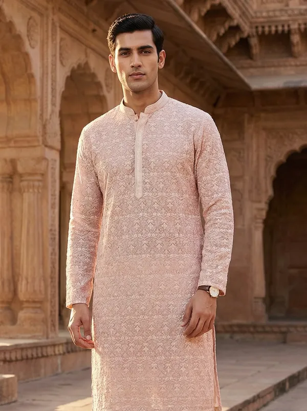 Pink_Synthetic_Premium_&_Elegant_Kurta_Pant_Set_For_Men
