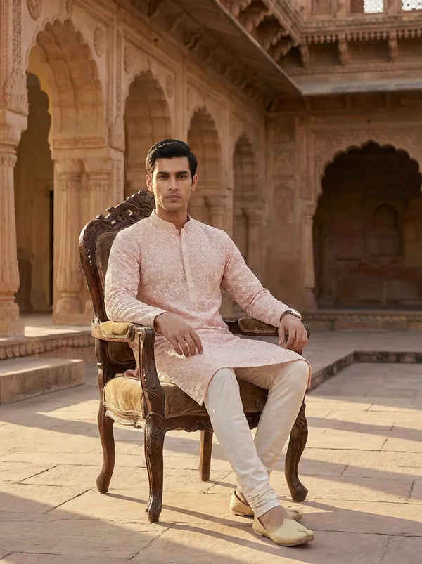 Pink_Synthetic_Premium_&_Elegant_Kurta_Pant_Set_For_Men