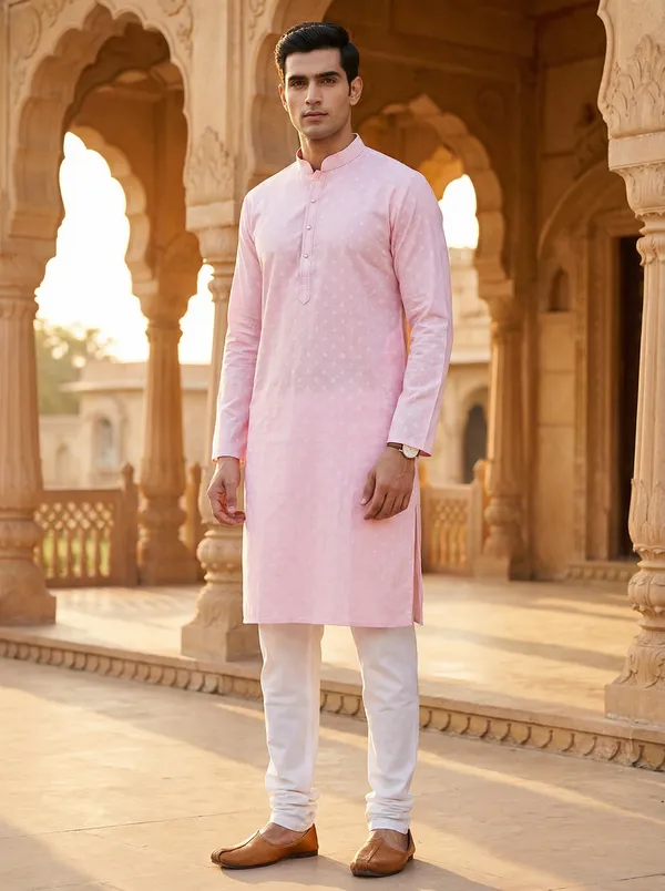 Pink_Synthetic_Premium_&_Elegant_Kurta_Pant_Set_For_Men