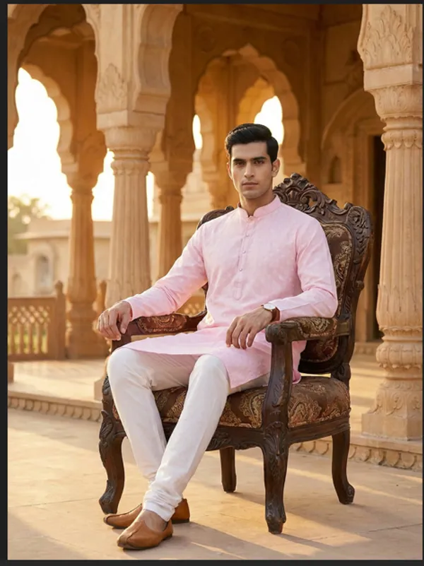 Pink_Synthetic_Premium_&_Elegant_Kurta_Pant_Set_For_Men