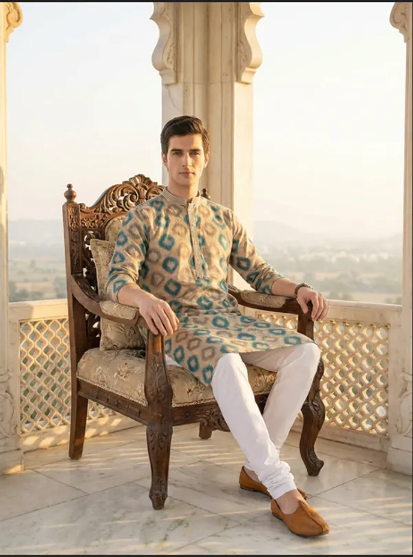 Rama_Green_Synthetic_Premium_&_Elegant_Kurta_Pant_Set_For_Men