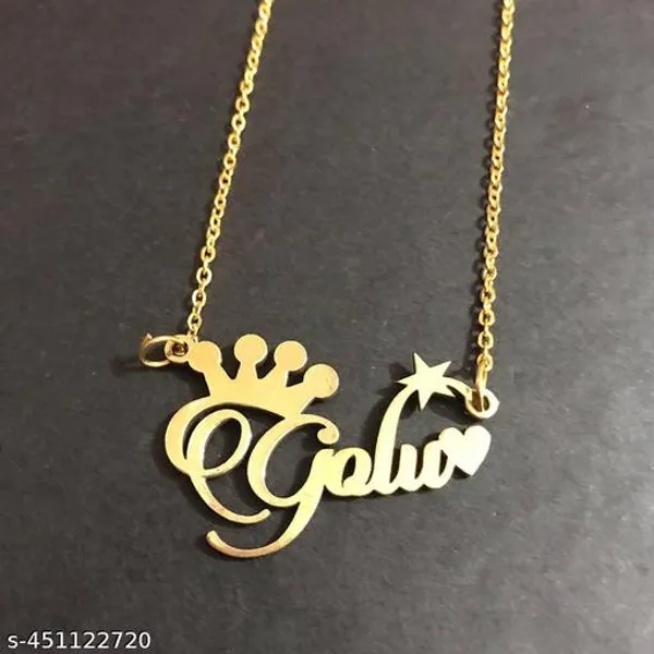 Yellow_&_Gold_Customized_Personalised_Single_Name_Necklace_With_Crown_For_Women