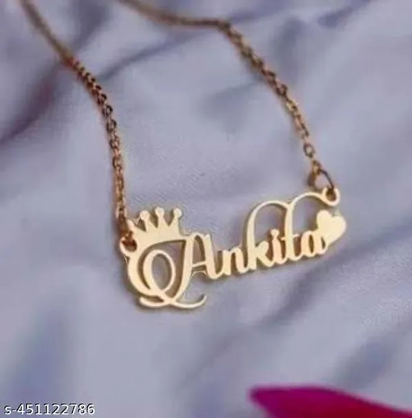 Yellow_&_Gold_Customized_Personalised_Single_Name_Necklace_With_Crown_For_Women