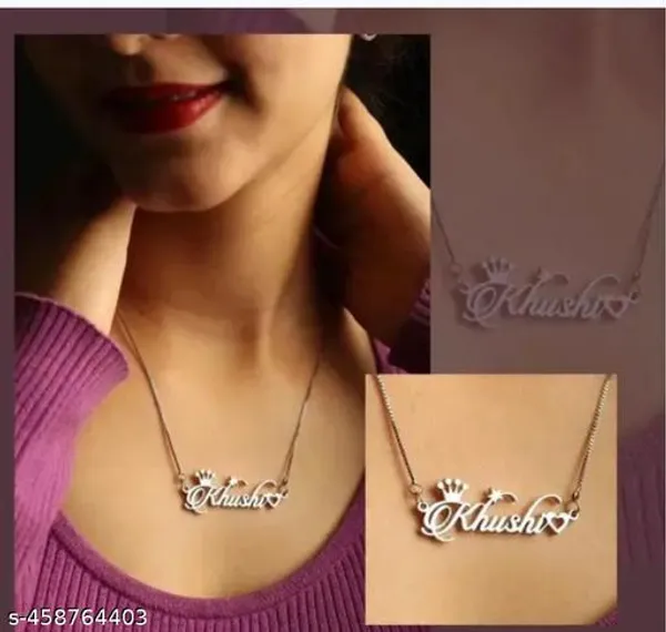 Silver_Customized_Personalised_Single_Name_Necklace_With_Crown_Heart_Star_Pendant_Keychain_With_Ur_Name_Or_Love_One_Name_With_24K_Gold_Plating_And_Lazer_Engraved_Finish_Your_Name_Address_First_(Name)_For_Women