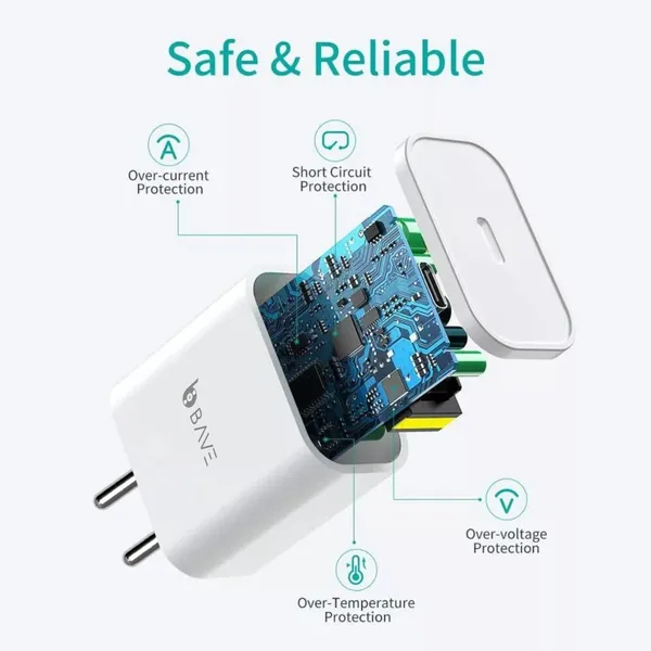 BAVE_20W_Pd_Type_C_Mobile_Charger_Adapter,_Fast_Charging_for_Android_Compatible_with_iPhone_15/14/13,/12/11/X_&_Pro,_Max_Series_&_Other_Type_C_Enabled_Devices,_Pd_Technology,White