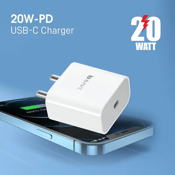 BAVE_20W_Pd_Type_C_Mobile_Charger_Adapter,_Fast_Charging_for_Android_Compatible_with_iPhone_15/14/13,/12/11/X_&_Pro,_Max_Series_&_Other_Type_C_Enabled_Devices,_Pd_Technology,White