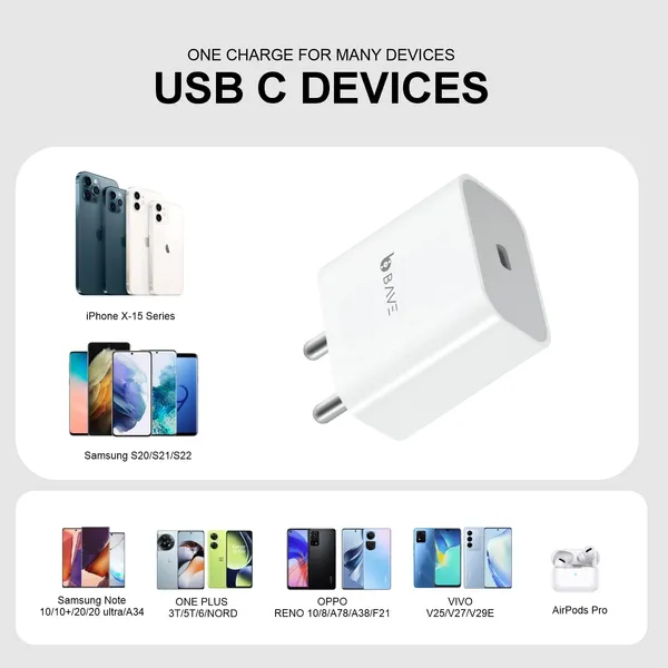 BAVE_20W_Pd_Type_C_Mobile_Charger_Adapter,_Fast_Charging_for_Android_Compatible_with_iPhone_15/14/13,/12/11/X_&_Pro,_Max_Series_&_Other_Type_C_Enabled_Devices,_Pd_Technology,White