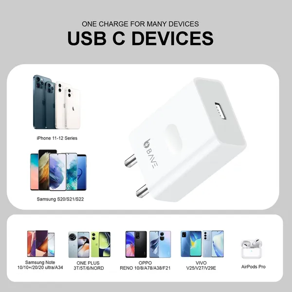BAVE_33W_Supervooc_Fast_Charger_Adapter_Compatible_with_Oppo_F21_Pro/F21S_Pro/A57E/A76/A77S/A78/A96/F19/F19S/K10_5G_&_Other_Type_C_Enabled_Devices_and_More.