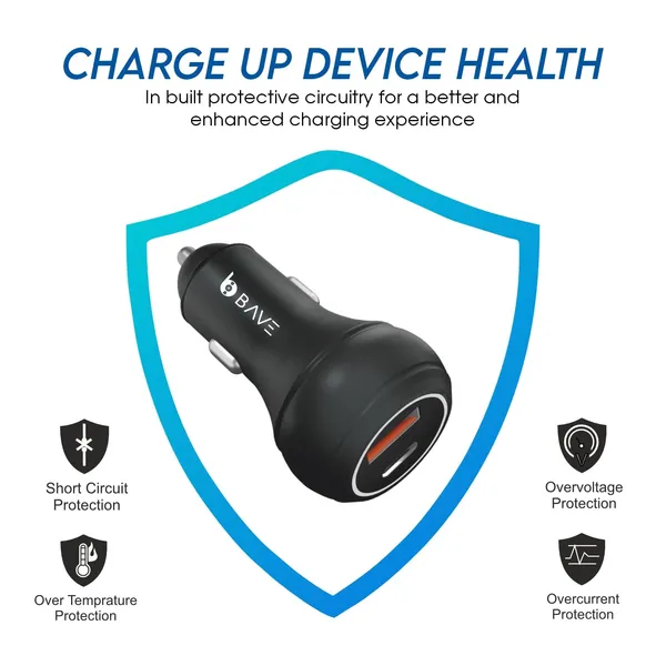 BAVE_145W_Flash_Charge_100W_Supervooc_+45W_Pd/Pps_Car_Charger,_Bis_Certified,_Dual_Port_Fast_Smart_Car_Charger,_Compatible_with_Smartphones,_Laptops,_USB_Devices_+USB_C_Cable_(Black_Matte)