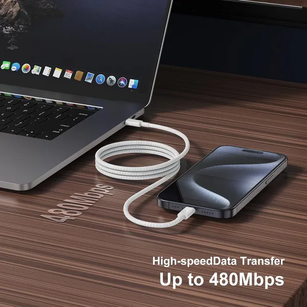 BAVE_Type-C_to_Lighting_Cable_|_Fast_Charging_Nylon_Braided_|_Compatible_with_iPhone_14,_13,_12,_11,_XS,_XR,_X,_8,_SE,_iPad_|_Durable_Tangle-Free_Cord_|_Quick_Charge_Support_(White)
