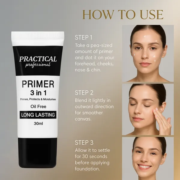 PRC_Practical_Professional_3-In-1_Face_Primer_Makeup_Base,_Oil_Free_,_Primes_,_Protects_&_Moisturizer-_For_Smooth,_Radiant_Skin_Pack_Of_4